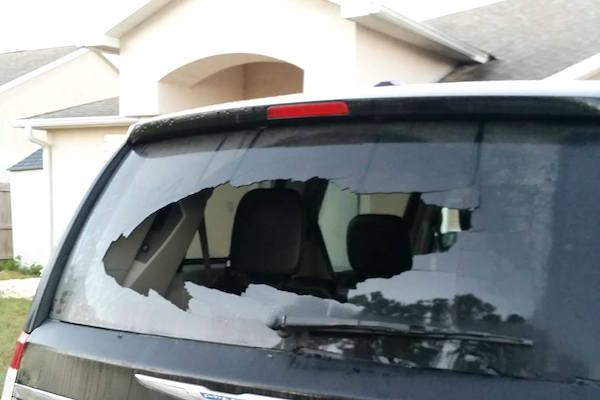 Resident finds back window smashed Monday morning in Vero Lake Estates.
