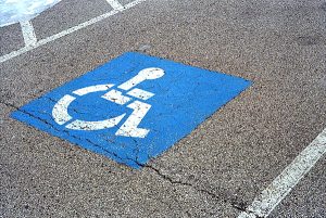 Handicapped parking for golf carts in Sebastian.