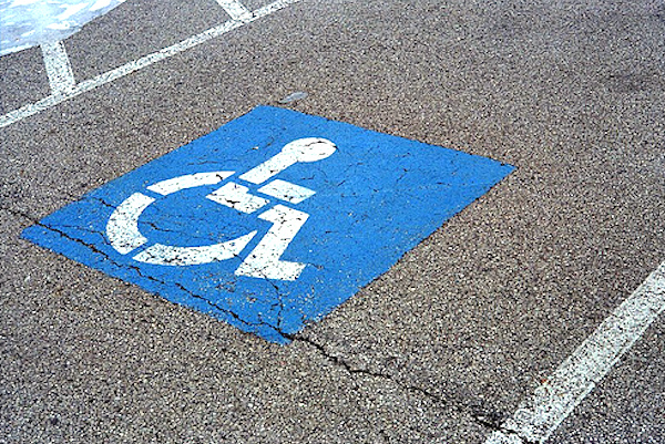Handicapped parking for golf carts in Sebastian.