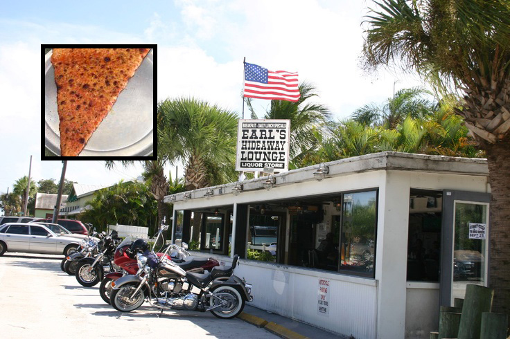 Top 5 places for the best pizza in Sebastian places Earl's Hideaway in first place.