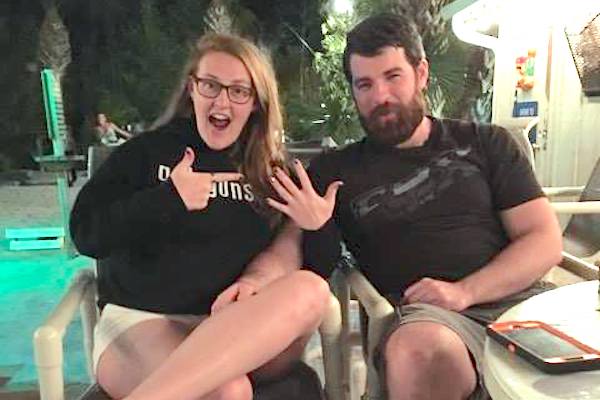 Maryland couple celebrate their engagement at Tiki Bar & Grill in Sebastian.