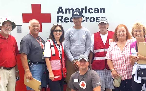 From left to right: Bill Young (Red Cross), Joe Kaufhold (Red Cross), Carol Hammack (Red Cross), Robert Williams (US Air Force), Mike Whitcomb (Red Cross), Kathy Planinsek (Barefoot Bay), Ann Manzo (Barefoot Bay), and Mike McElrath (Red Cross)