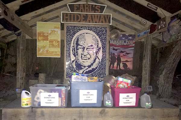 The stage at Earl's Hideaway Lounge in Sebastian was used as a drop-off location for people to donate supplies for Hurricane Harvey Relief.