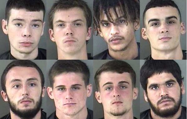 Eight men arrested at the Howard Johnson's in Vero Beach on various charges.