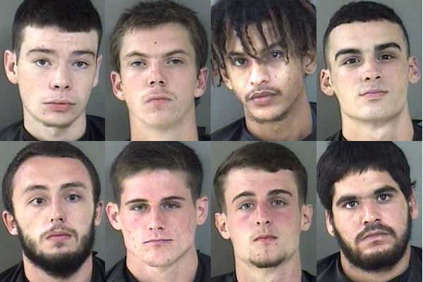 Eight men arrested at the Howard Johnson's in Vero Beach on various charges.