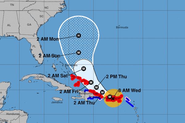 NOAA's cone shows Hurricane Maria farther away from Florida.