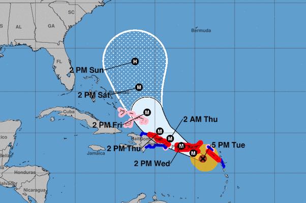 Hurricane Maria odels continue to shift away from Sebastian and Vero Beach in Florida, but the storm will cross Puerto Rico on Wednesday.