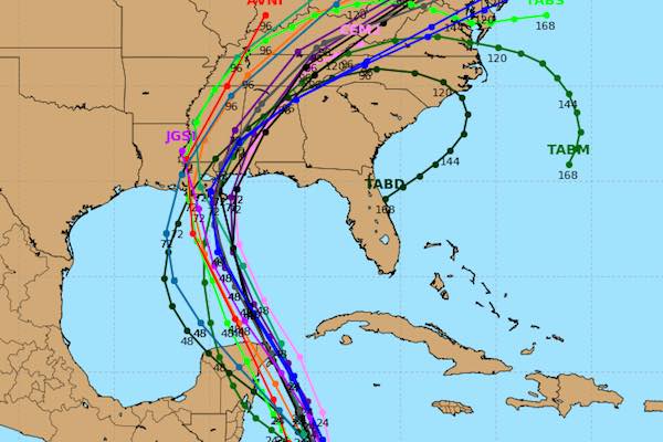 The latest Hurricane Nate spaghetti models place the storm near Lousiana and Missouri.