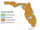 County Influenza Activity Trend in Florida for Week 3 Reported by 9:30 a.m. Jan. 24, 2018.