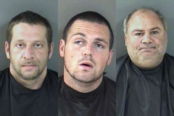 Timothy Michael Kaye, Joseph Salvatore Ancona, and Salvatore Ancona were arrested on charges of battery and assault with a deadly weapon Tuesday at Earl's Hideaway Lounge in Sebastian.