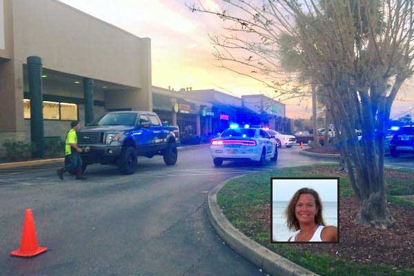 A woman was hit by a truck in the Riverwalk Plaza near Aunt Louise's Pizzeria in Sebastian.