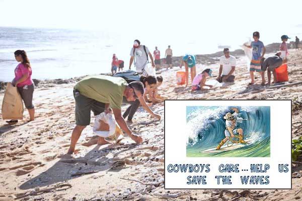 The "Cowboys Care ... Help Us Save The Waves" Beach Cleanup project.