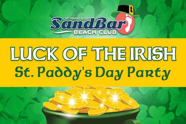 Luck of the Irish Party for St. Patrick's Day at Captain Hiram's Sandbar.