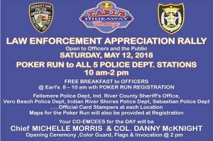 Earl's Hideaway Lounge hosting Law Enforcement Appreciation Rally and Poker Run in Sebastian.