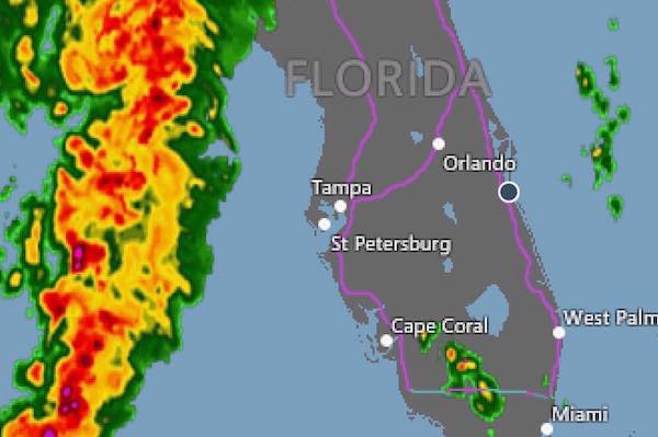 Weather radar shows major storms approaching Sebastian, Vero Beach.
