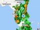Weather radar showing rain for Sebastian, Fellsmere, and Vero Beach.