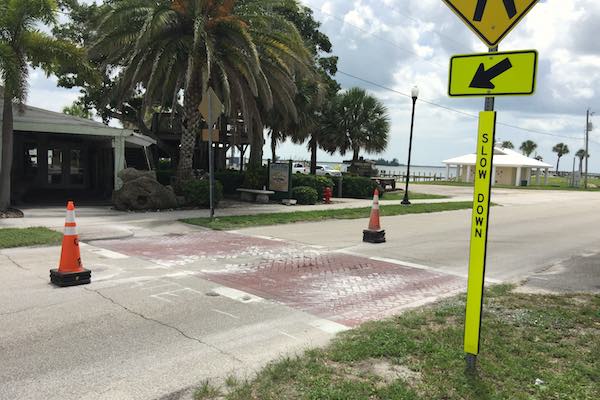 Crosswalks along Indian River Drive in Sebastian, Florida.