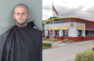 Man trashes a McDonald's restaurant in Vero Beach, Florida.