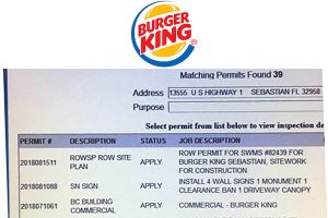 Burger King applies for construction permits in Roseland, Florida.