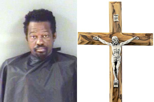 A man was arrested after stealing a crucifix from a funeral home in Vero Beach, Florida.