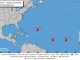 Hurricane Florence, Hurricane Isaac, Hurricane Helene track in Atlantic Ocean.