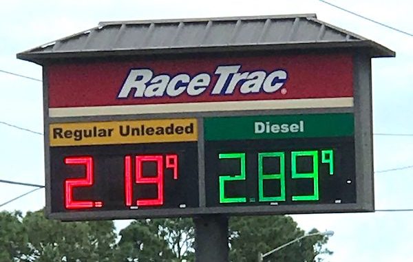 A RaceTrac gas station on Malabar Road in Palm Bay is selling gas about 55 cents cheaper than Sebastian, Florida.