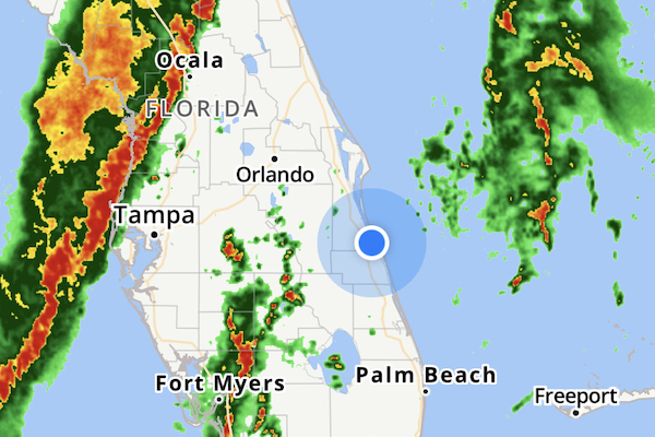 High winds and severe thunderstorms heading towards Sebastian, Florida.
