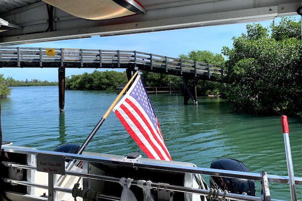 American flag on the River King boat in Sebastian.
