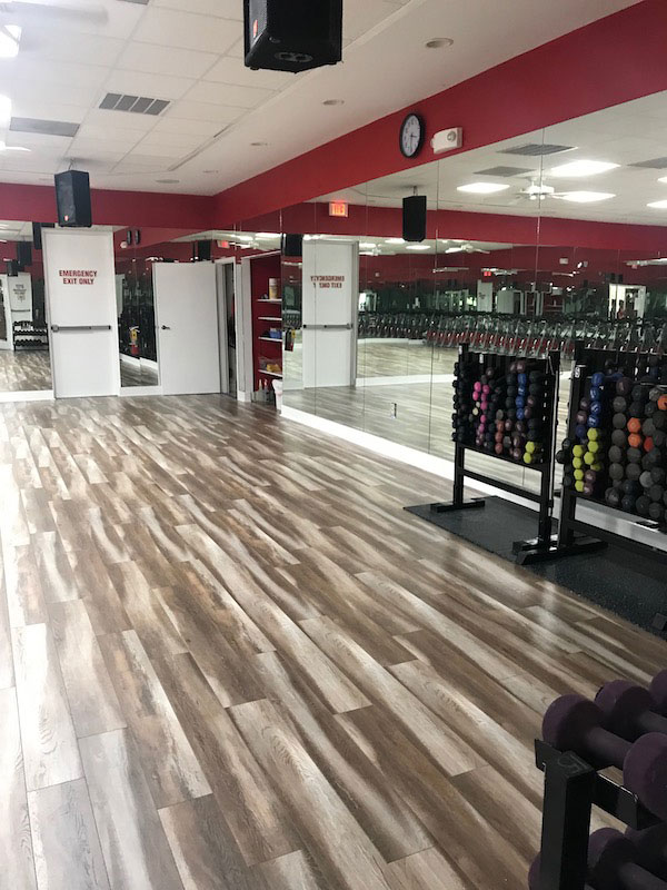 New floor in group fitness room.