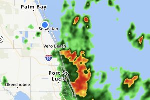 Thunderstorms moving into Sebastian, Florida.