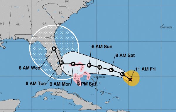 Hurricane Dorian cone of uncertainty.