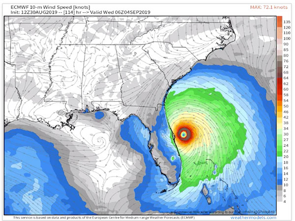 Hurricane Dorian EURO model.