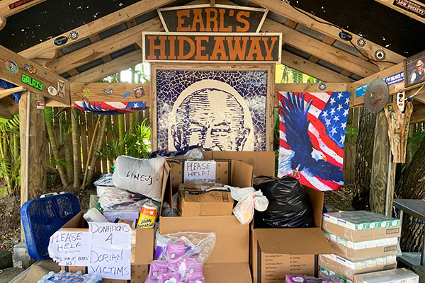 Donations for Hurricane Dorian victims in the Bahamas are being accepted at Earl's Hideaway Lounge in Sebastian, Florida.