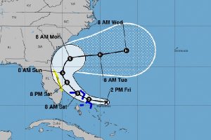 Tropical storm to become a hurricane on Tuesday.