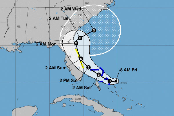 Tropical storm watch for Sebastian, Florida.