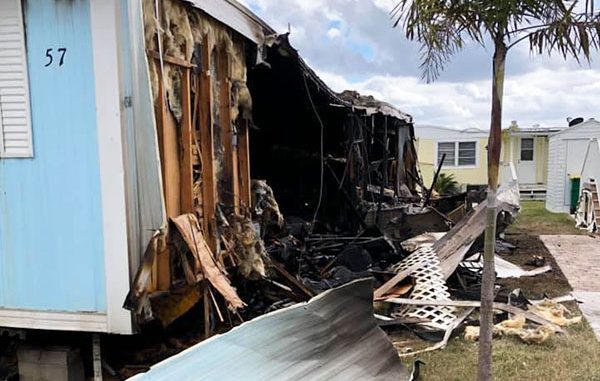 Manufactured home fire in Micco, Florida.