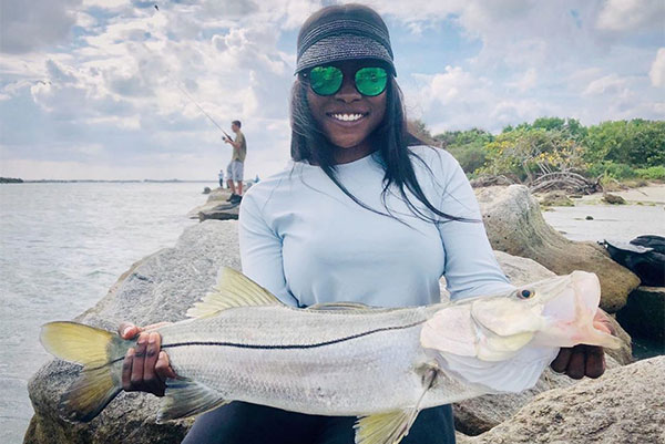 Jennifer Oldham with a large snook.