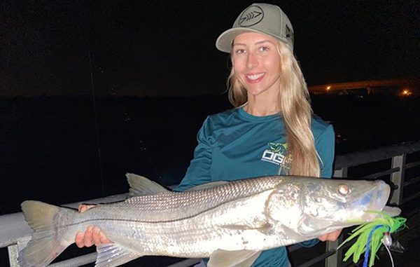Kelly Young caught a snook at the Sebastian Inlet.