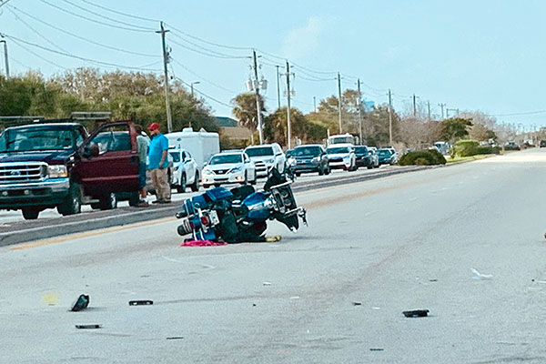 Motorcycle crash in Sebastian, Florida.