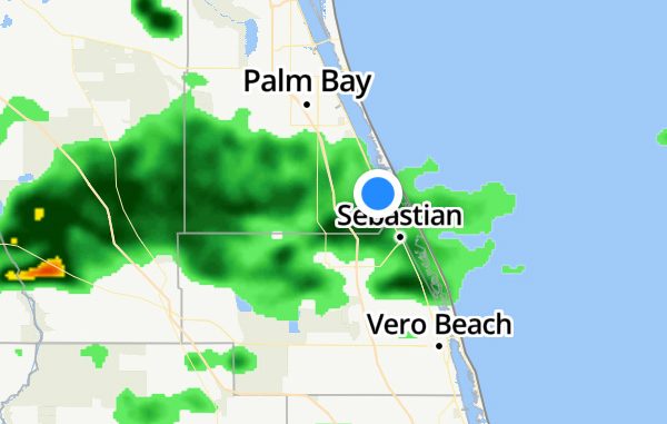 Rain in Sebastian, Florida.