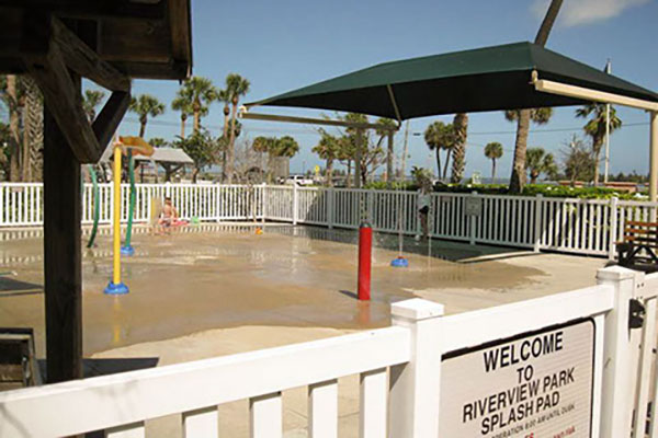 Splash Pad reopens at Riverview Park in Sebastian, Florida.