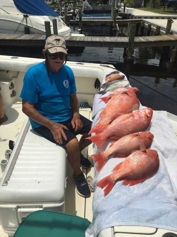 Dan Higgins and his friends caught one red snapper each.