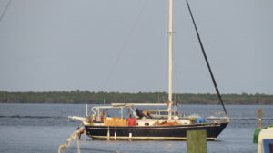 A sailboat in the water in Sebastian. Warmer temps are coming.