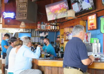 Exterior bar at Captain Hirams Resort