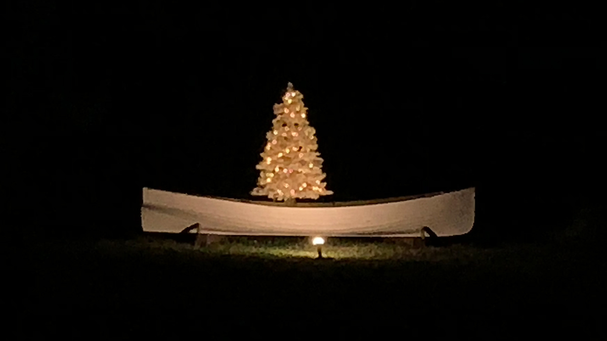 Boat and Christmas Tree on Indian River Drive.