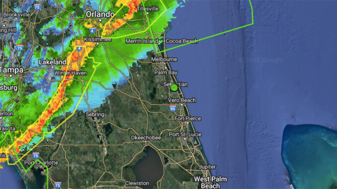 Severe weather approaching Sebastian, Florida.