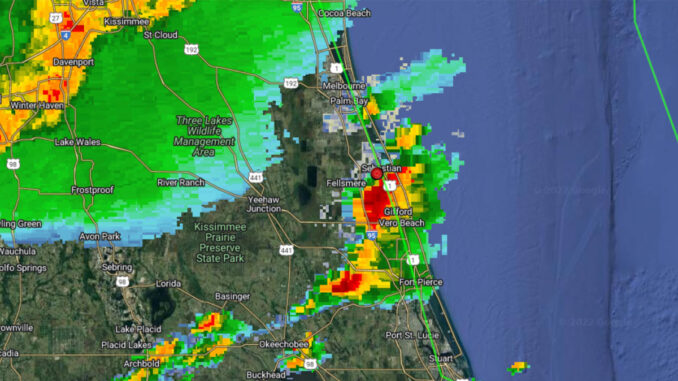 Storms heading towards Sebastian, Florida.