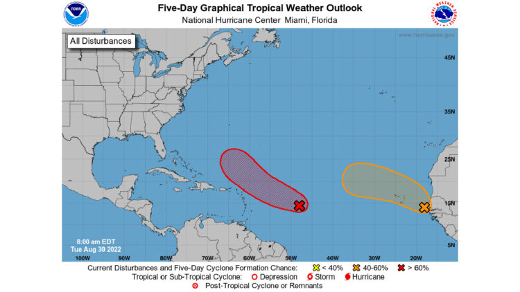 2 tropical disturbances in Atlantic