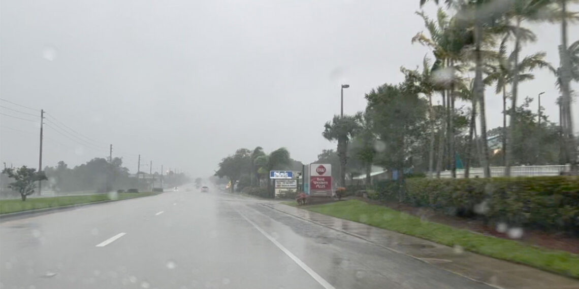 Tropical storm conditions in Sebastian, Florida.