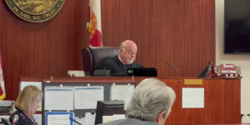 Judge Robert Meadows addresses Damien Gilliams